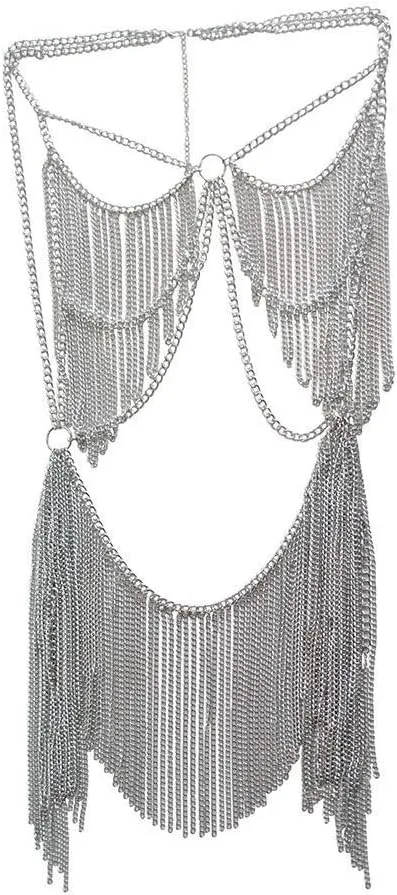 Yixin Women's metal body chain set Indian belly chain Bohemian jewelry bikini Halloween Costume Party (gold)
