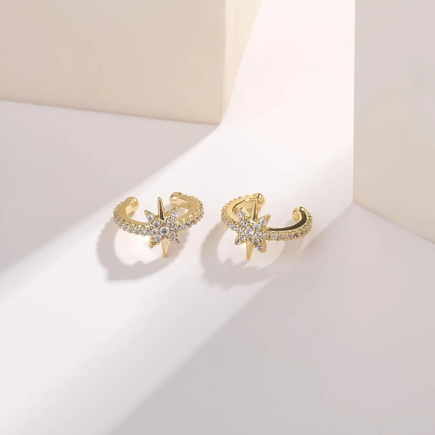 Zaano Stud Earrings for Women Gold Plated Minimalism 925 Sterling Silver Post Hyposensitivity CZ,Fan,Teardrop Earrings