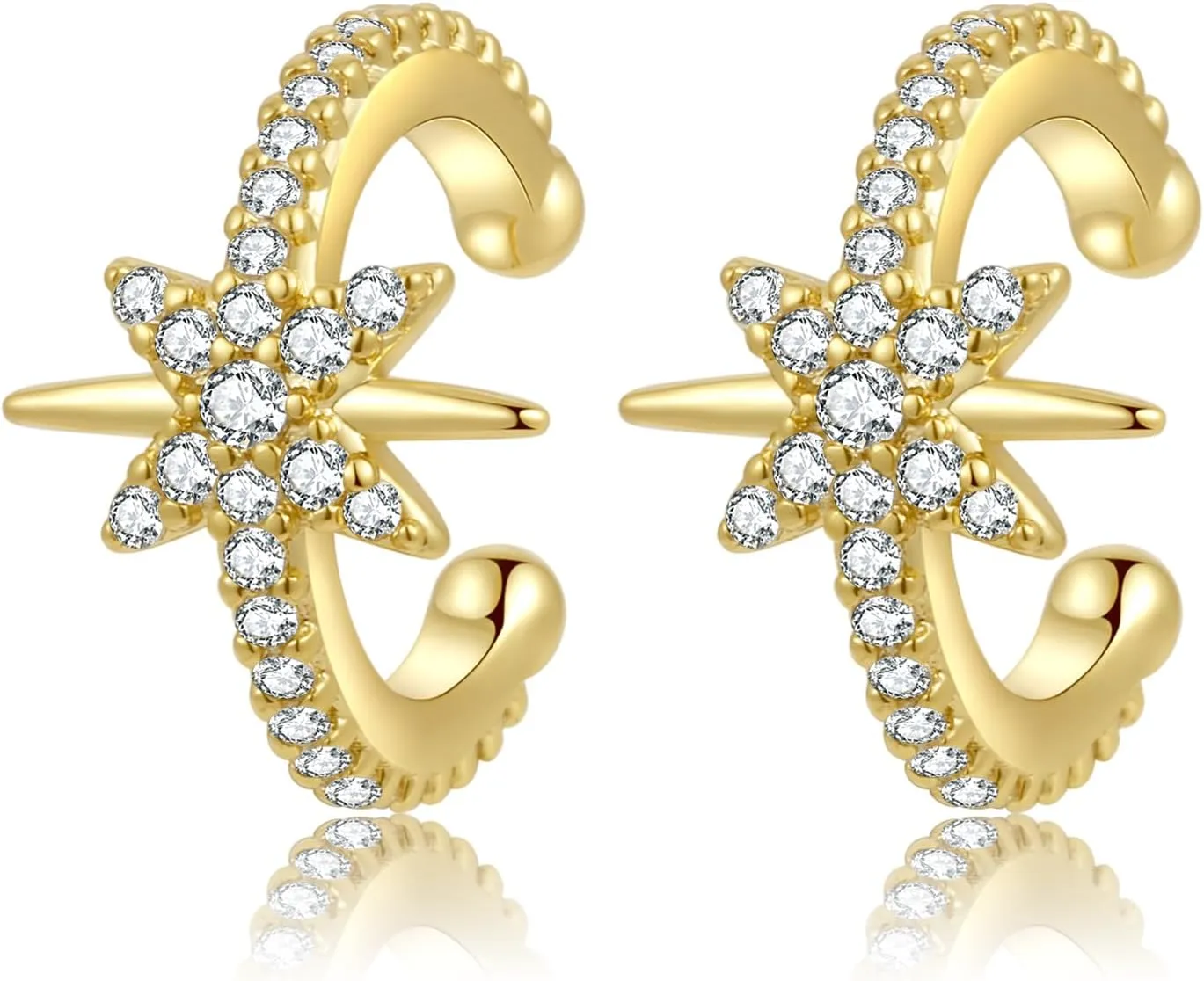 Zaano Stud Earrings for Women Gold Plated Minimalism 925 Sterling Silver Post Hyposensitivity CZ,Fan,Teardrop Earrings