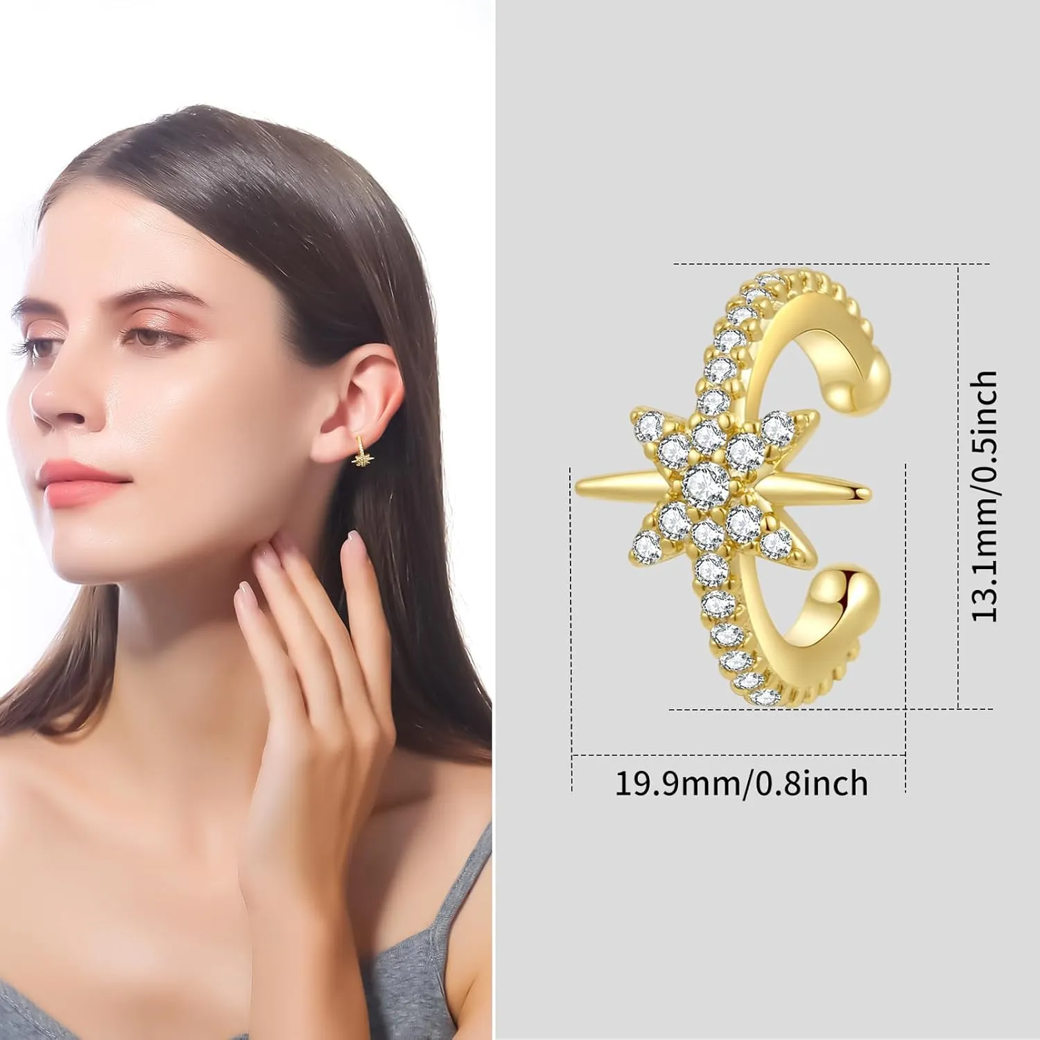 Zaano Stud Earrings for Women Gold Plated Minimalism 925 Sterling Silver Post Hyposensitivity CZ,Fan,Teardrop Earrings