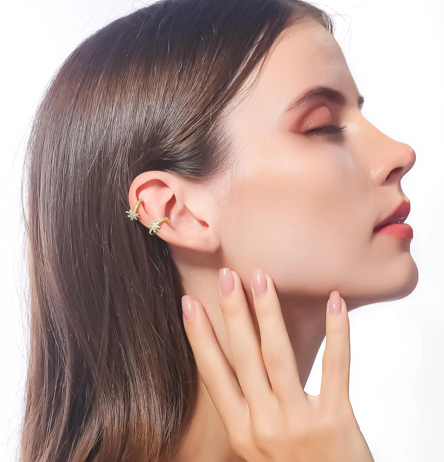 Zaano Stud Earrings for Women Gold Plated Minimalism 925 Sterling Silver Post Hyposensitivity CZ,Fan,Teardrop Earrings
