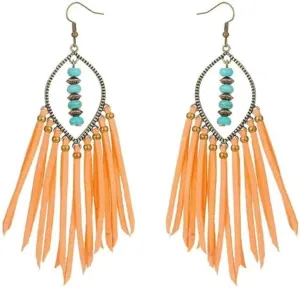 Zinc Alloy Turquoise Copper Beads Bohemian Pure Handmade Tassel Earrings for women
