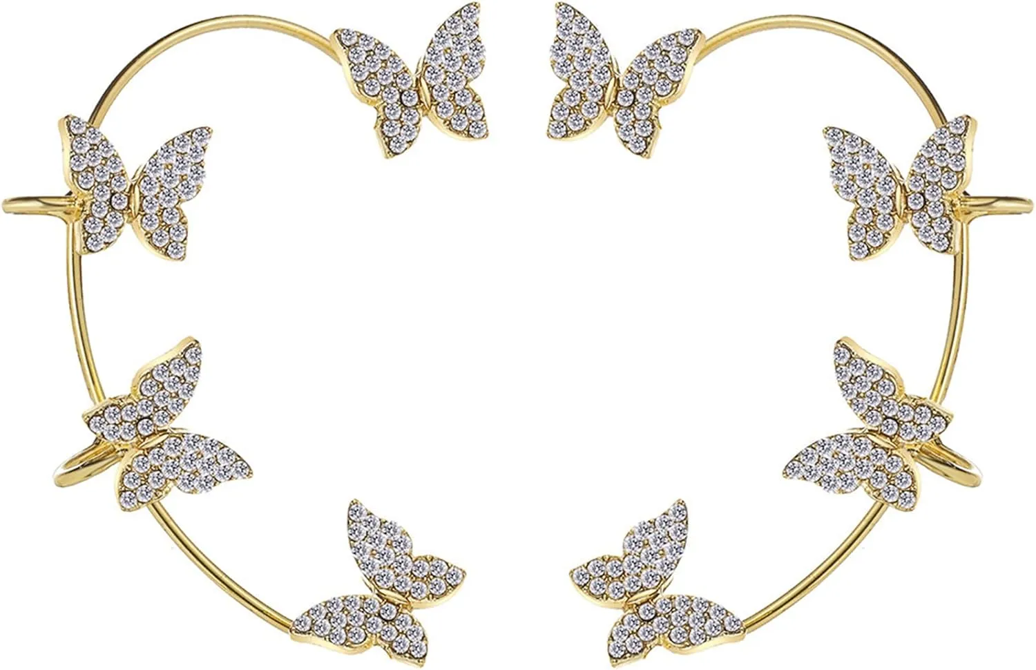 Zircon Butterfly Earrings for Women, Butterfly Ear Cuff Earrings Butterfly Cuff Wrap Crawler Earrings Butterfly No Piercing Ear Clip Wrap Around Earrings