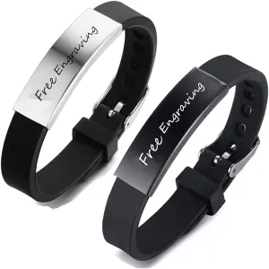 ZKXXJ Personalized Bible Verse Bracelet for Men Women,2Pcs Stainless Steel Adjusted Silicone Inspirational Quote Bracelets Scripture Verse Wristband Set Religious Jewelry Gift for Teens,Adults