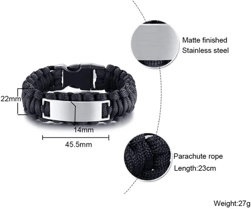 ZKXXJ Personalized Isaiah Bracelet for Men,Stainless Steel Paracord Survival Engraved Cross Bible Quote Bracelets Scripture Christian Baptism Religious Jewelry for Husband,Dad,Boyfriend,Son