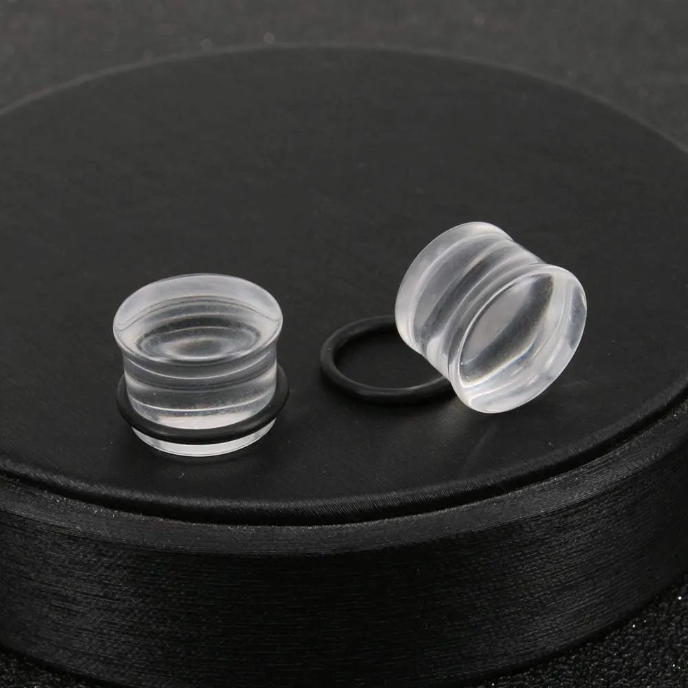 ZS 3 Pairs Blue Glass Ear Gauges Single Flared Mushroom Flare Plugs Tunnels Stretcher Expander Glass Ear Plug for Women 4g-5/8 in