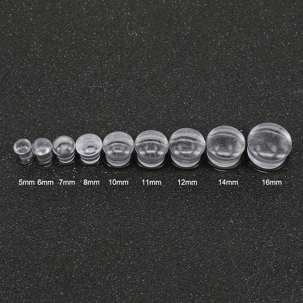 ZS 3 Pairs Blue Glass Ear Gauges Single Flared Mushroom Flare Plugs Tunnels Stretcher Expander Glass Ear Plug for Women 4g-5/8 in