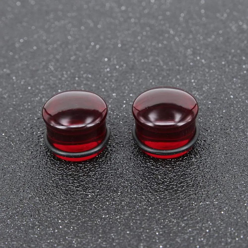 ZS 3 Pairs Blue Glass Ear Gauges Single Flared Mushroom Flare Plugs Tunnels Stretcher Expander Glass Ear Plug for Women 4g-5/8 in