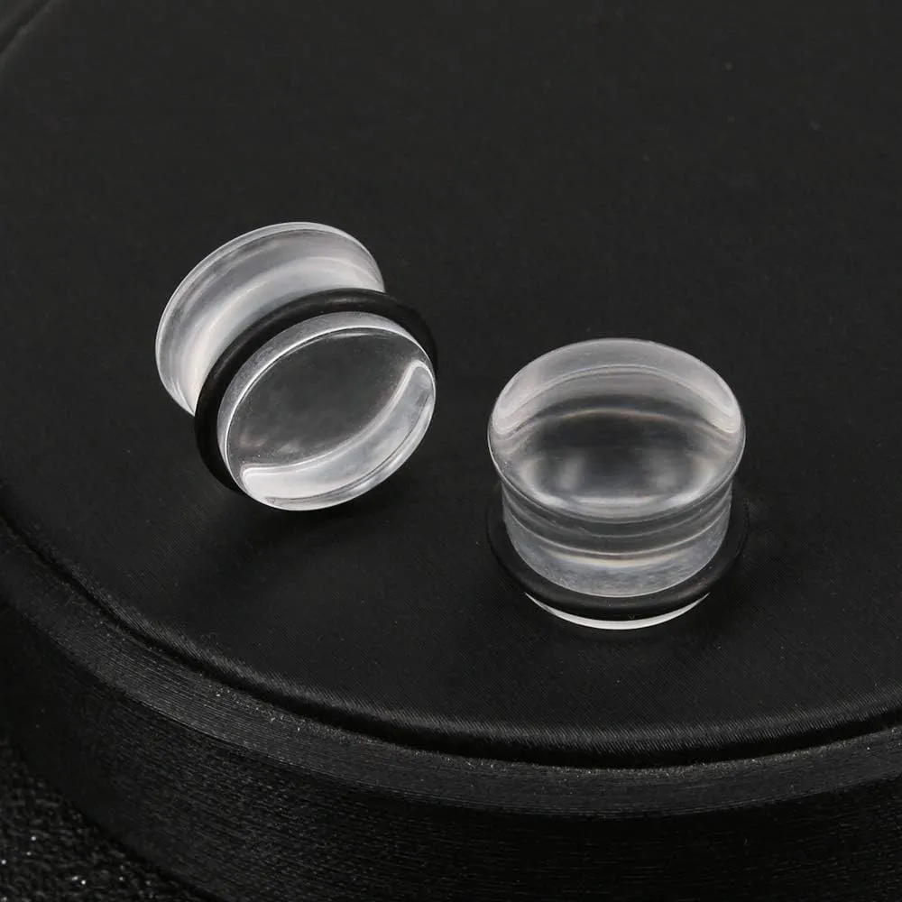 ZS 3 Pairs Blue Glass Ear Gauges Single Flared Mushroom Flare Plugs Tunnels Stretcher Expander Glass Ear Plug for Women 4g-5/8 in